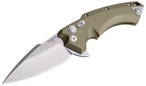 Hogue X5 34574 Button Lock Folding Knife 3.5in CPM 154 Steel Blade Flat Earth Aluminum Handles