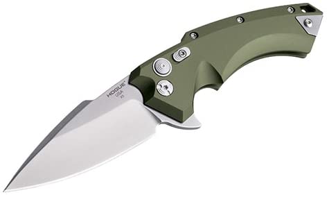 Hogue X5 34574 Button Lock Folding Knife 3.5in CPM 154 Steel Blade OD Green Aluminum Handles