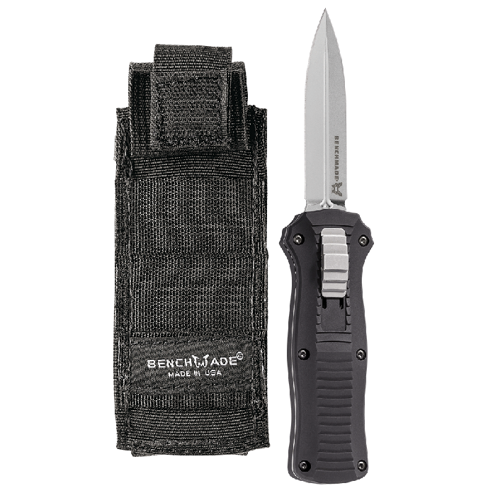 Benchmade Mini Infidel 3350 with sheath - gray aluminum handle OTF automatic knife