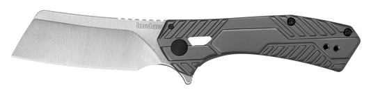 Kershaw Static 3445 Folding Knife 2.9in Cleaver Style Blade Gray Stainless Steel Handles