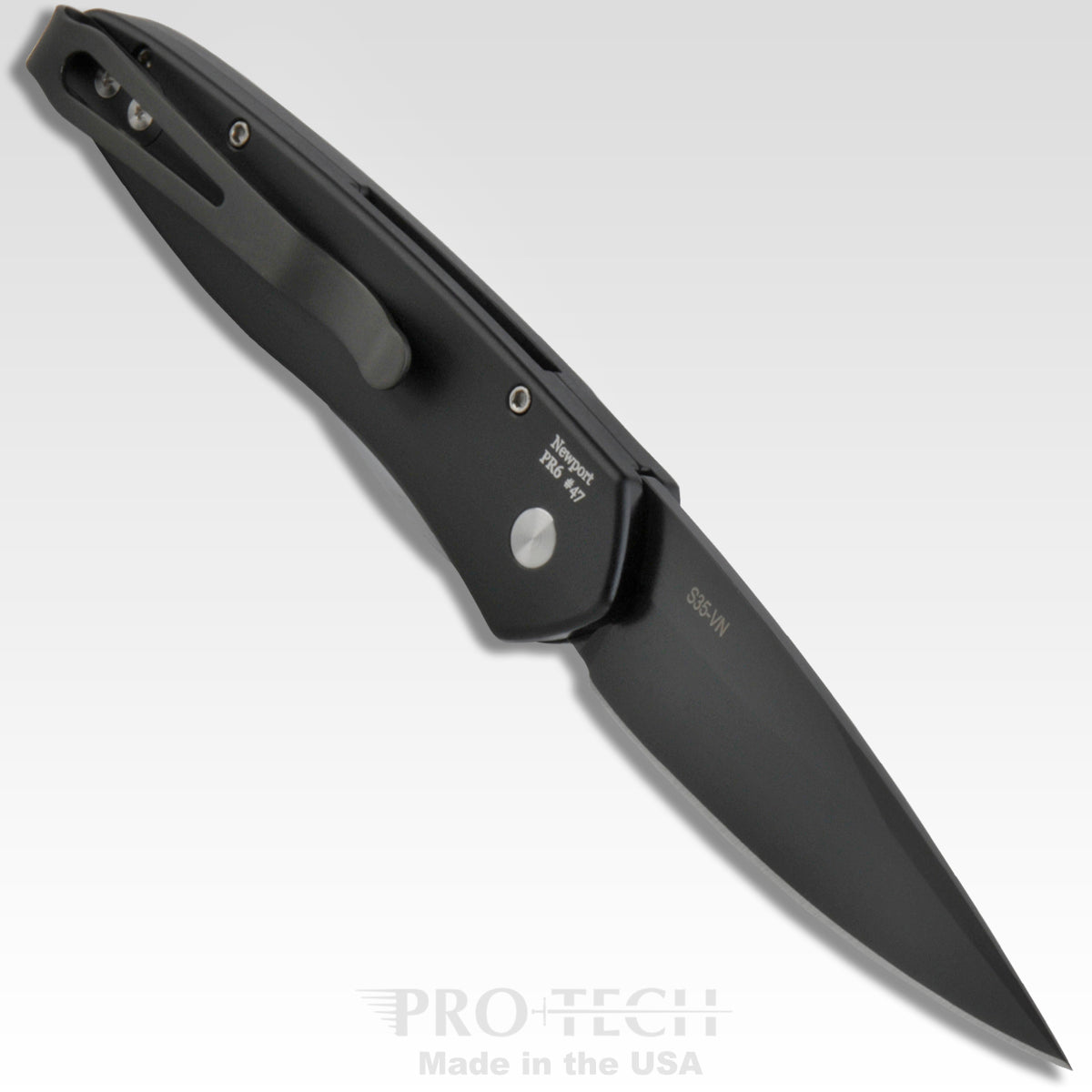 ProTech 3452 Newport Tuxedo Folding Knife 3in DLC S35VN Steel Blade