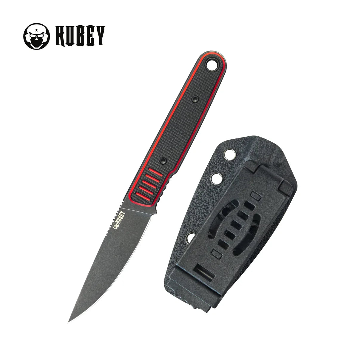 Kubey Knife Fixie 3.11" Sandvik 14C28N Black/Red G-10 KUB356A