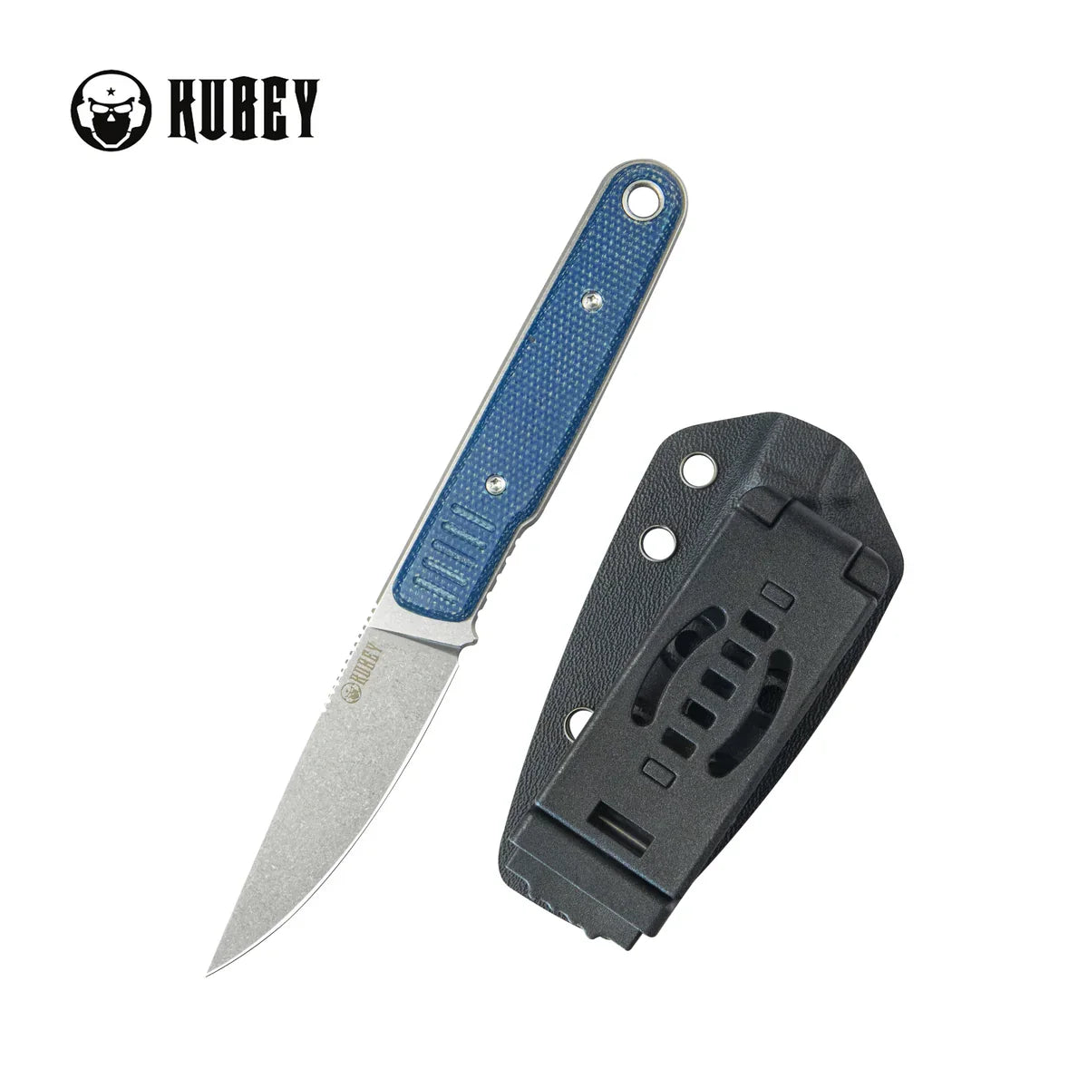 Kubey Knife Drop Point Fixie 3.86" Sandvik 14C28N Blue KUB356B