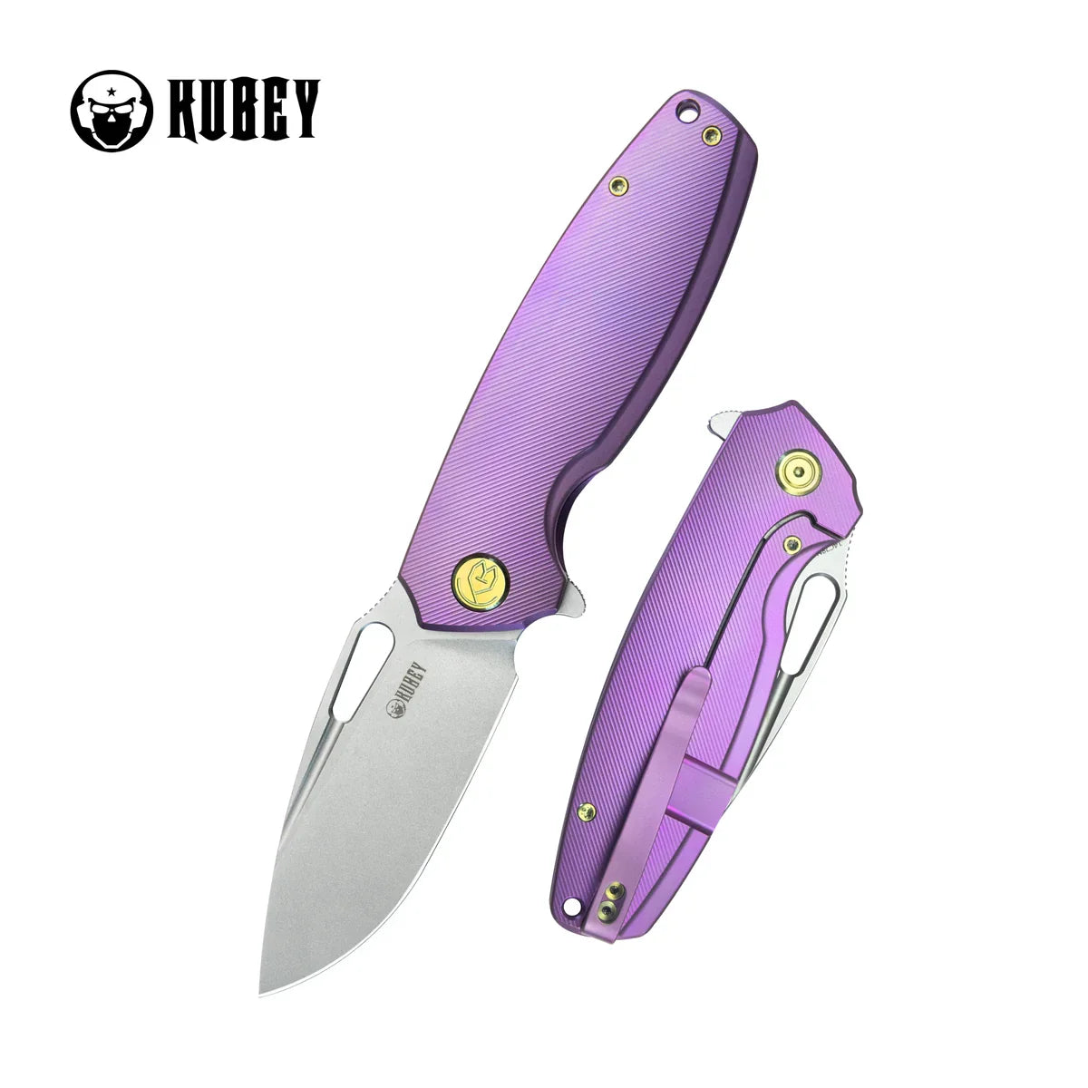 Kubey Knife Tityus 3.39" 14C28N Purple Titanium KUB360C
