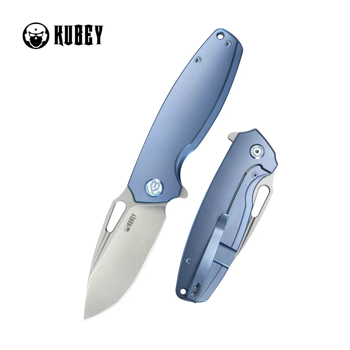 Kubey Knife Tityus 3.39" 14C28N Blue Titanium KUB360D