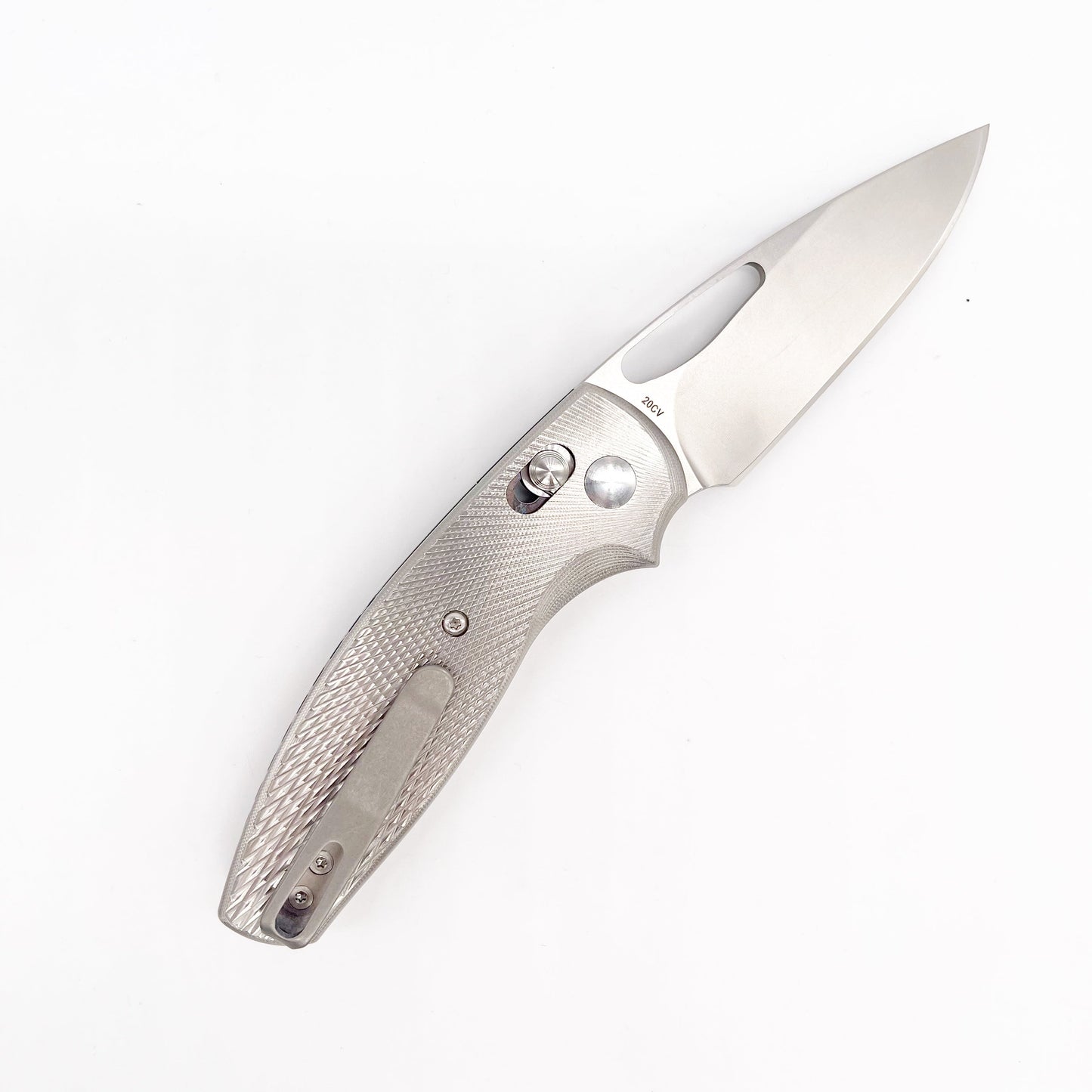 TRM Bulldog Rev. B 2.95" 20CV Folding Knife Lizard Skin Titanium 3D Handles River-Lok USA Made EDC