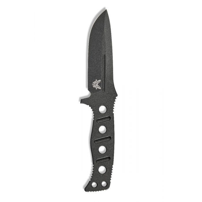Benchmade 375BK-1 Adamas blade detail, Cobalt Black CruWear drop point