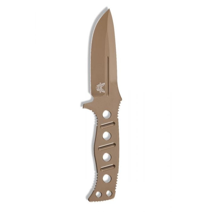 Benchmade 375FE-1 Adamas blade detail, Flat Earth CruWear drop point