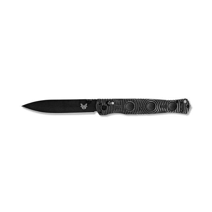 Benchmade SOCP Tactical Folder 391BK closed view showing black CF-Elite handle