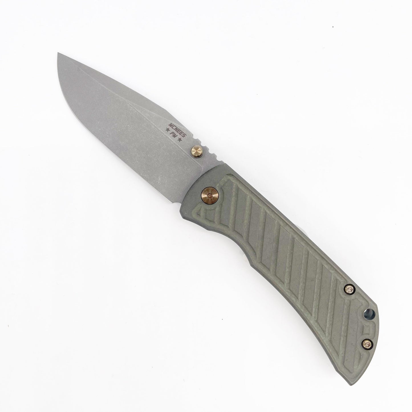 McNees PM Mac 2 (Gen 2) - 3.5" SP MagnaCut Blade Fast Back Green Bronze Titanium Handles