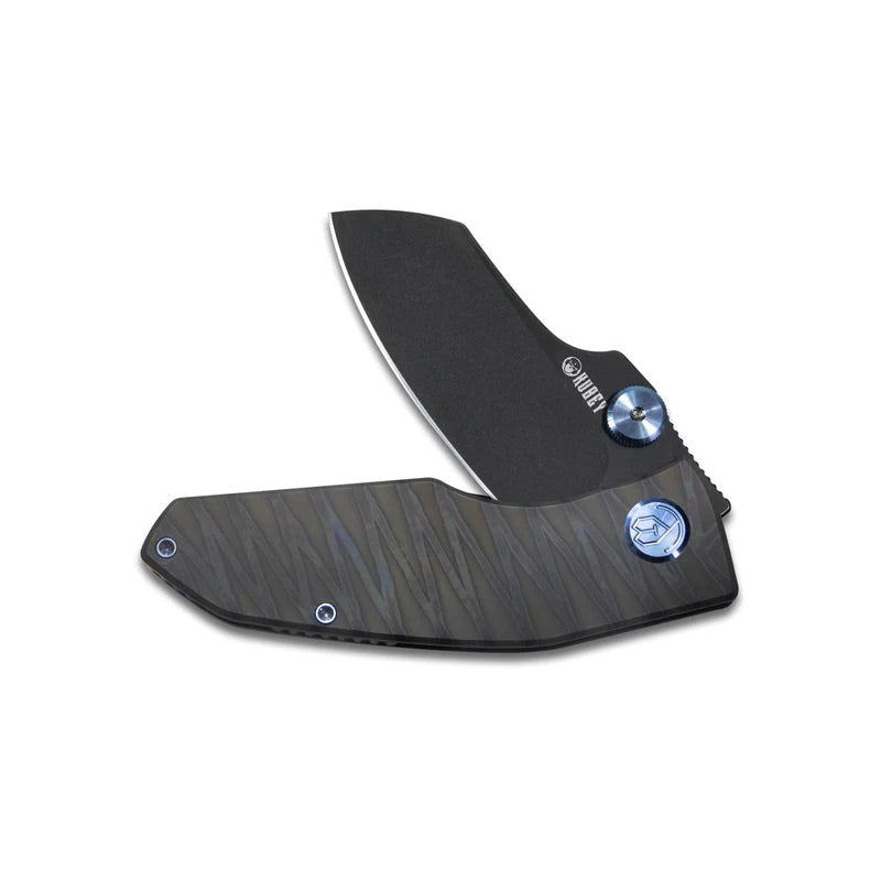 Kubey Monsterdog Frame Lock Titanium Folding Knife 2.95in M390 Steel Blade - KB285E