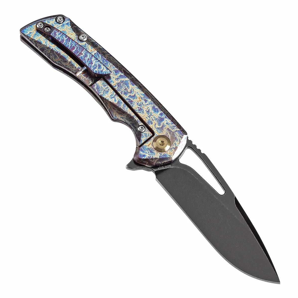 Kansept Mini Kryo 2.9" CPM S35VN Titanium with Lightning Strike Finish Blue K2001A6
