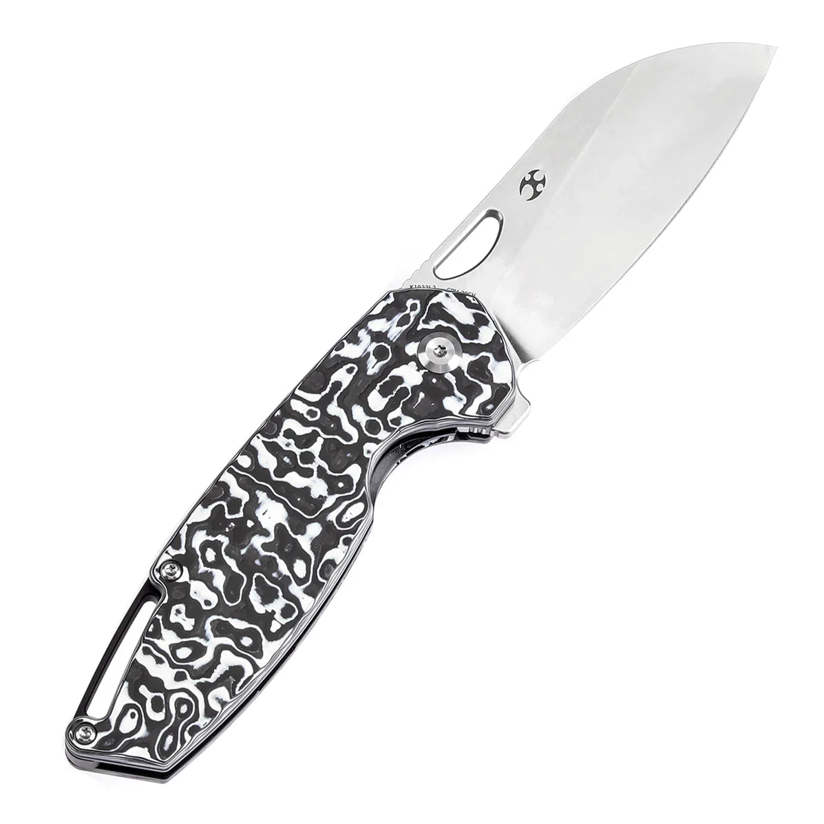 Kansept Knives Model 6 Left-handed 3.1" CPM 20CV Black White Carbon Fiber K1022L2