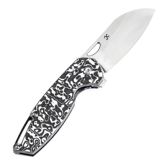 Kansept Knives Model 6 Left-handed 3.1" CPM 20CV Black White Carbon Fiber K1022L2