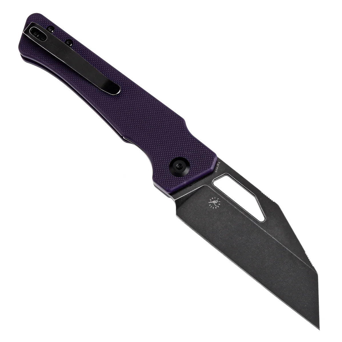 Kansept Egress 3.47" Black Stonewashed 14C28N Purple G10 T1033A3