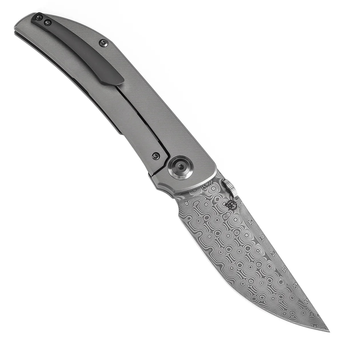 Kansept Tarkin 3.42" Damascus Bead Blasted Titanium with Holes Gray K1078A5