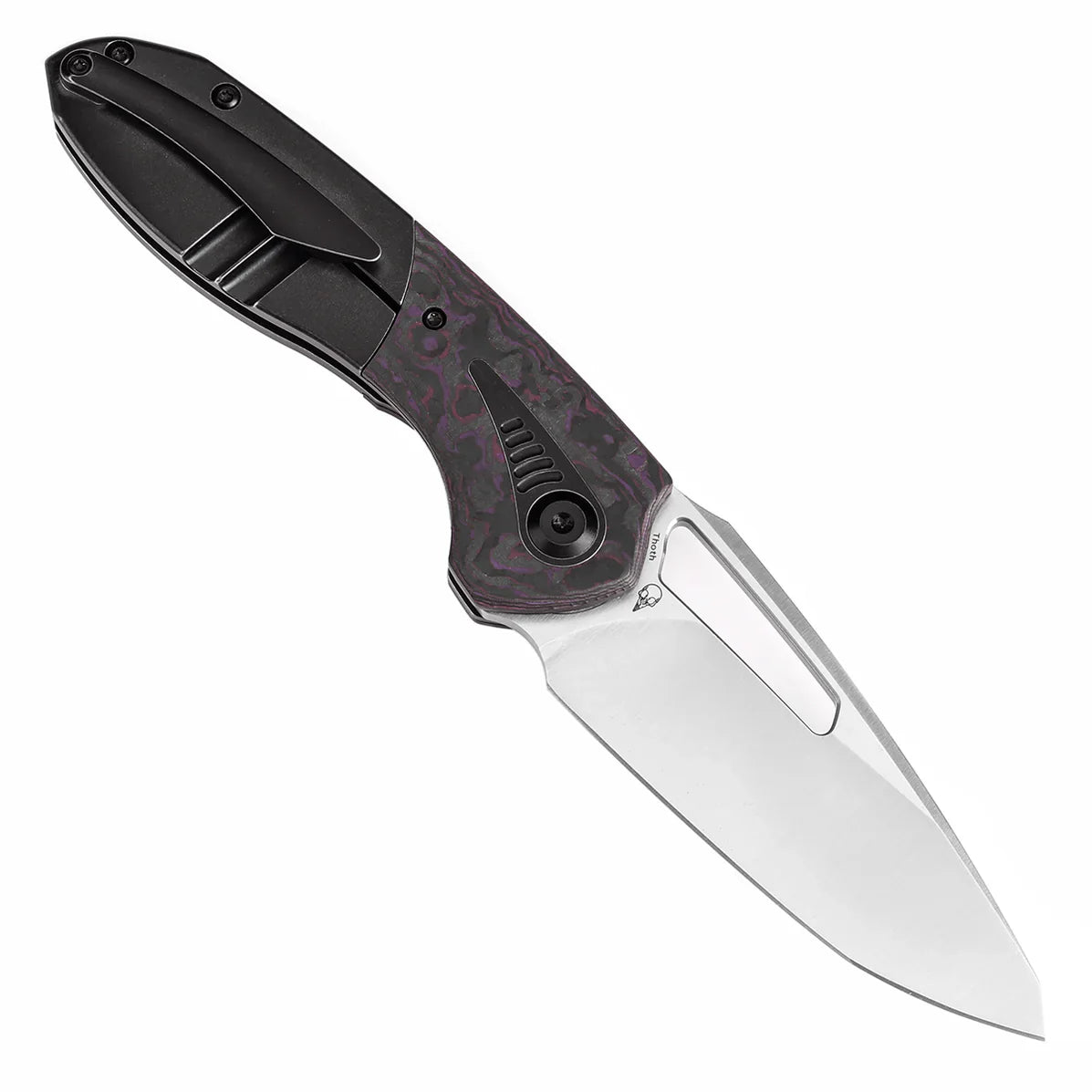Kansept Thoth 3.43" Satin CPM 20CV Blackwash Titanium + Purple Haze Carbon Fiber K1075T1