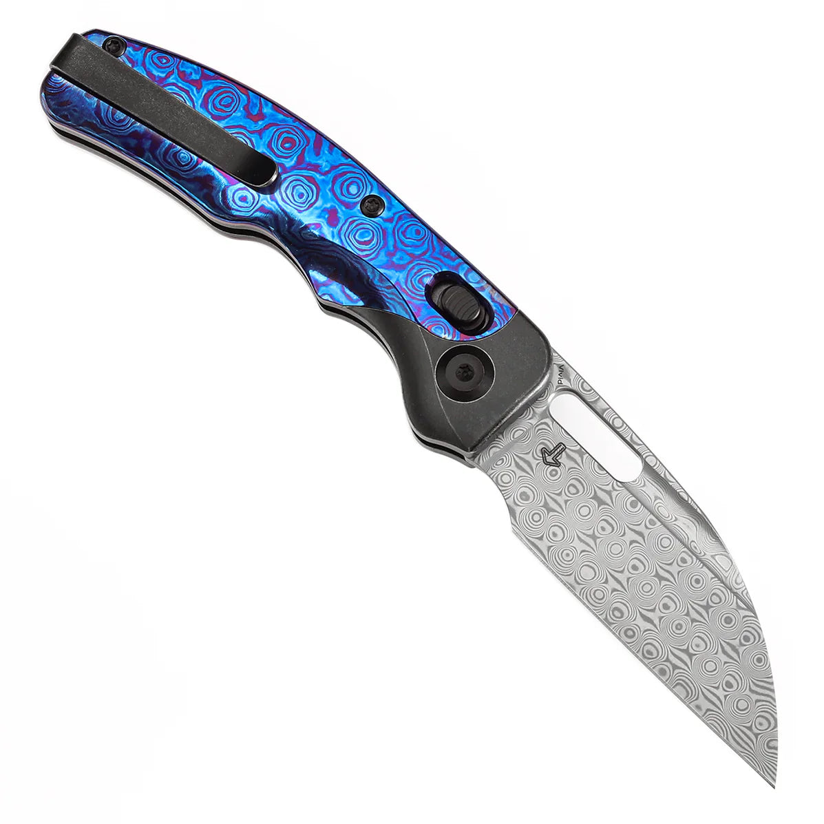 Kansept Vivid 3.04" Damascus Blackwashed Titanium with Timascus Black Purple K1094V5