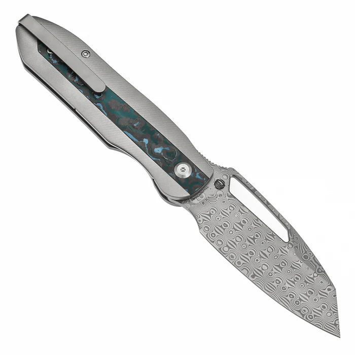 Thunderhead Damascus Stonewashed Titanium with Artic Storm Carbon Fiber