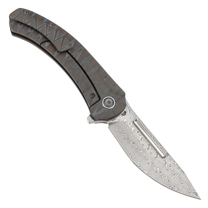 Hira Damascus Tiger Stripe Flamed Titanium
