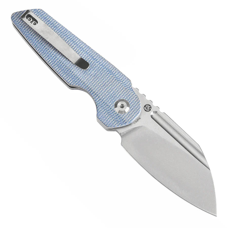 Tenable Rafe L T1048A3 – 3.19" Stonewashed 14C28N Blade, Blue Micarta Handle with Liner Lock