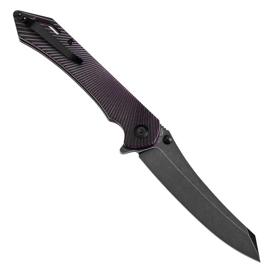Tenable Colibri Tech T1060A3 – 4.34" Blackwash Nitro-V Blade, Black & Purple G10 Handle