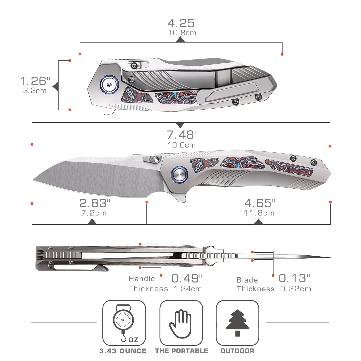 Remette Kestrel 2.83" S35VN Titanium Gray RTPO-B