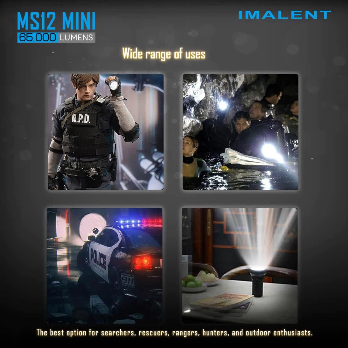 Imalent MS12 Mini 65000 Lumen High Powered Rechargeable Flashlight 12 x CREE XHP70 Gen2 LED