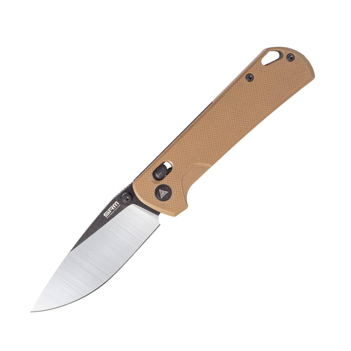 SRM Knife - 3.39" Brushed/Black PVD Blade - Tan G10 Handle - 168L-GW