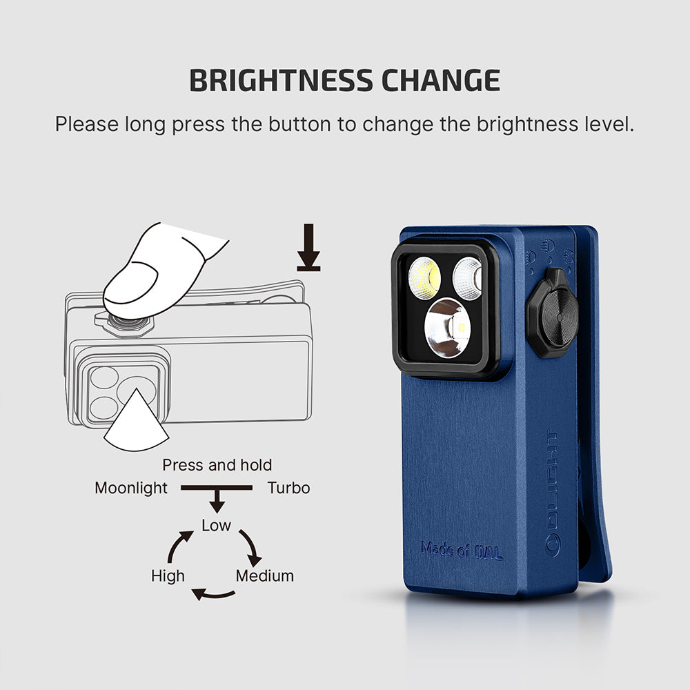 Olight Oclip Ultra 530 Lumen USB-C Rechargeable 3-in-1 Flashlight w/ RED and UV LEDs - Navy Blue