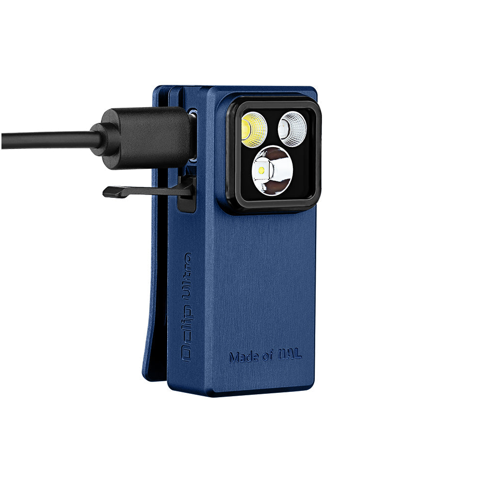 Olight Oclip Ultra 530 Lumen USB-C Rechargeable 3-in-1 Flashlight w/ RED and UV LEDs - Navy Blue