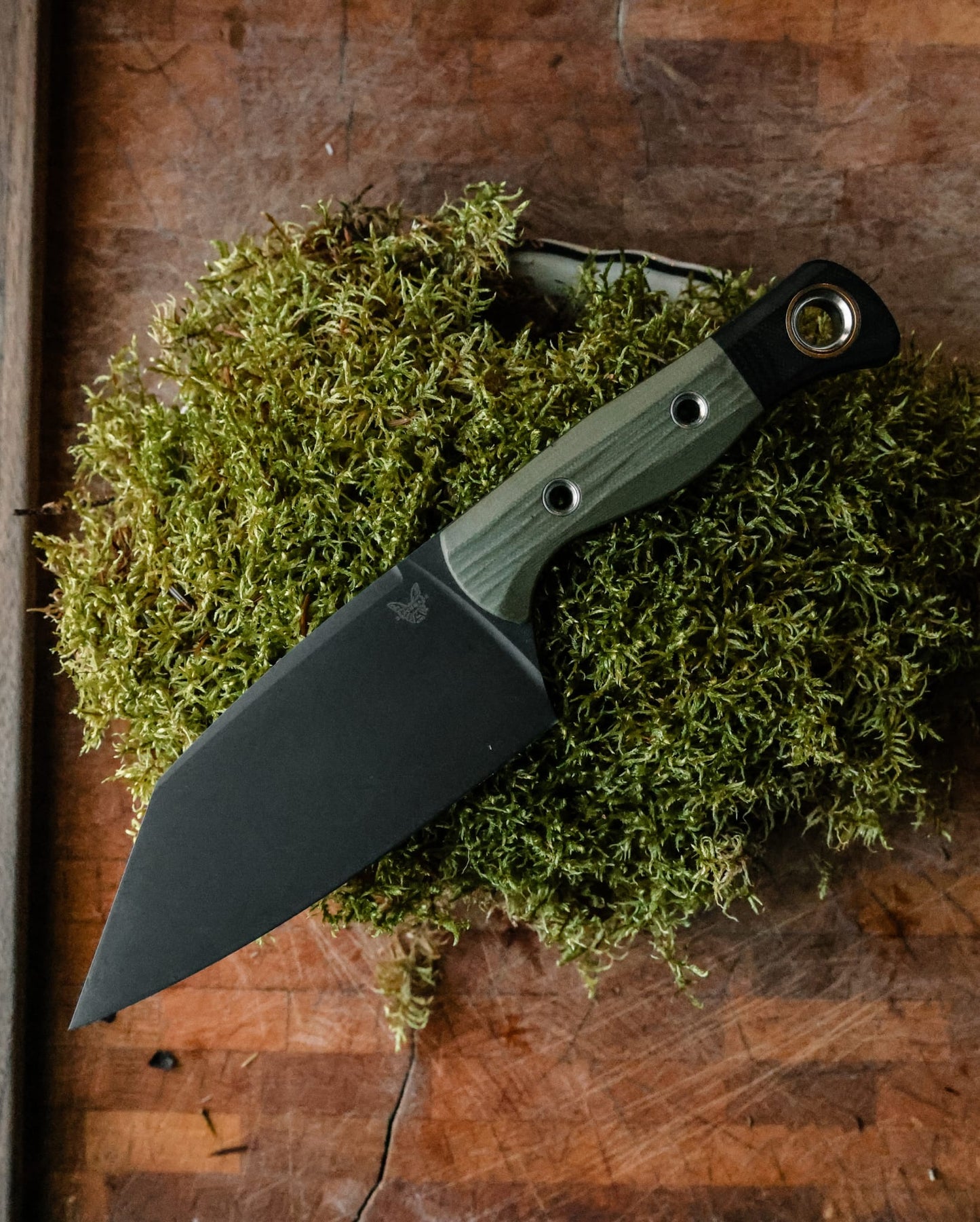 Benchmade Station Knife 4010BK-01 outdoor setting on moss