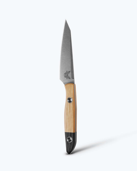 Benchmade True Paring Knife 4045-02 front view – 4.12″ CPM-154 clip point paring knife, Maple Valley Richlite