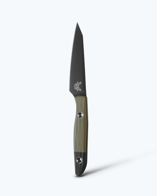 Benchmade True Paring Knife 4045BK-01 front view – 4.12″ CPM-154 DLC clip point paring knife, OD Green G10