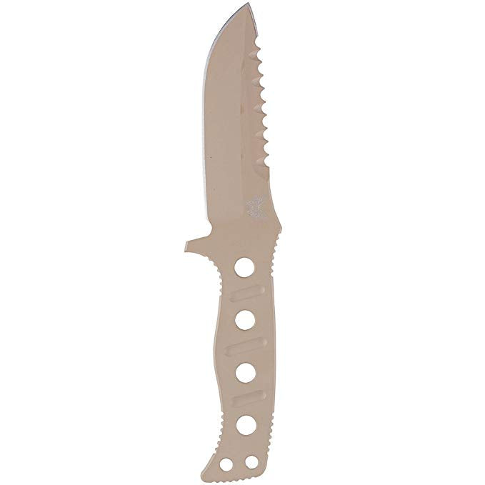 Benchmade Fixed Adamas 375SN sand G10 handle and full tang detail