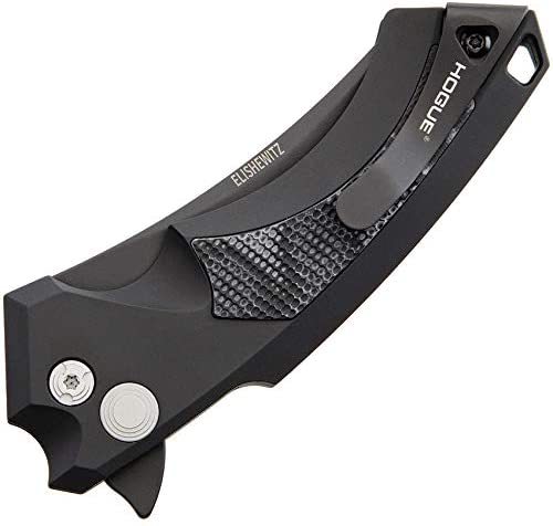Hogue X5 34569 Push Button Folding Knife 3.5in CPM 154 Modified Wharncliffe Black Cerakote Steel Blade Matte Black Aluminum Handles