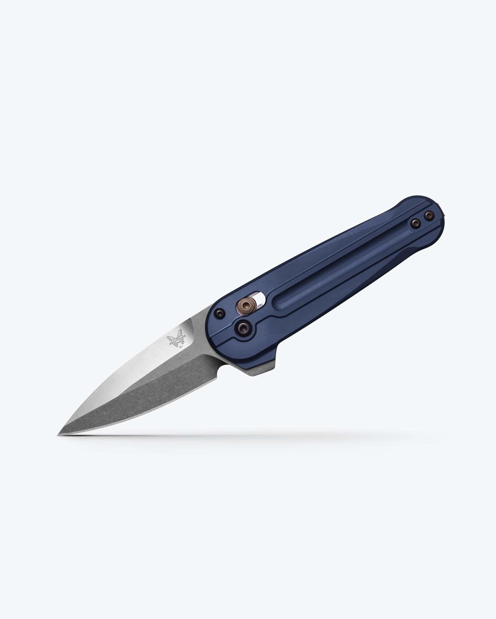 Benchmade Lowden 491 open position showing M390 spear point blade