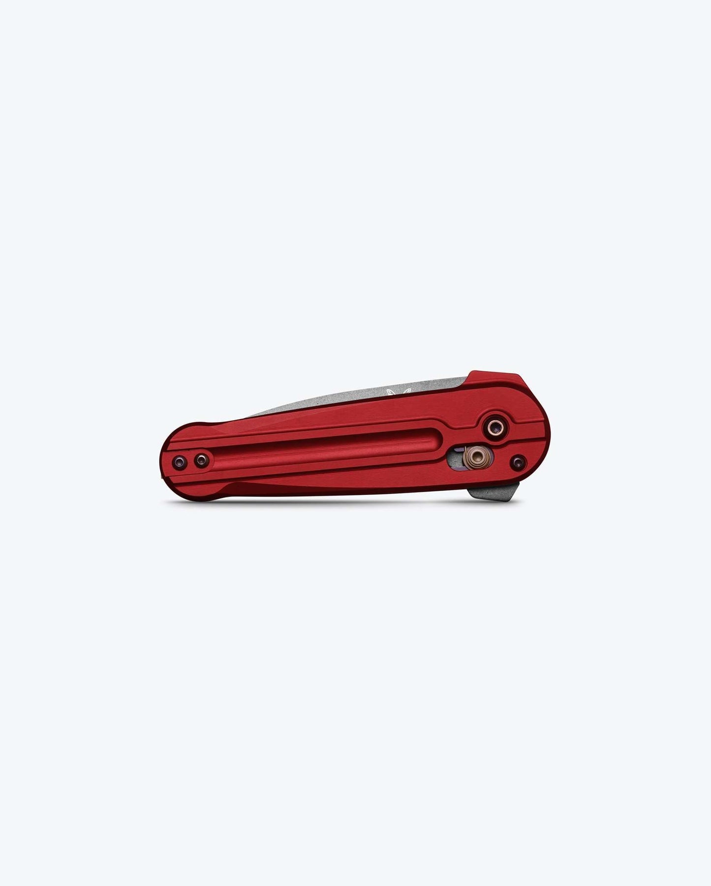 Benchmade Lowden 491GY-01 closed view – Phoenix Red aluminum handle