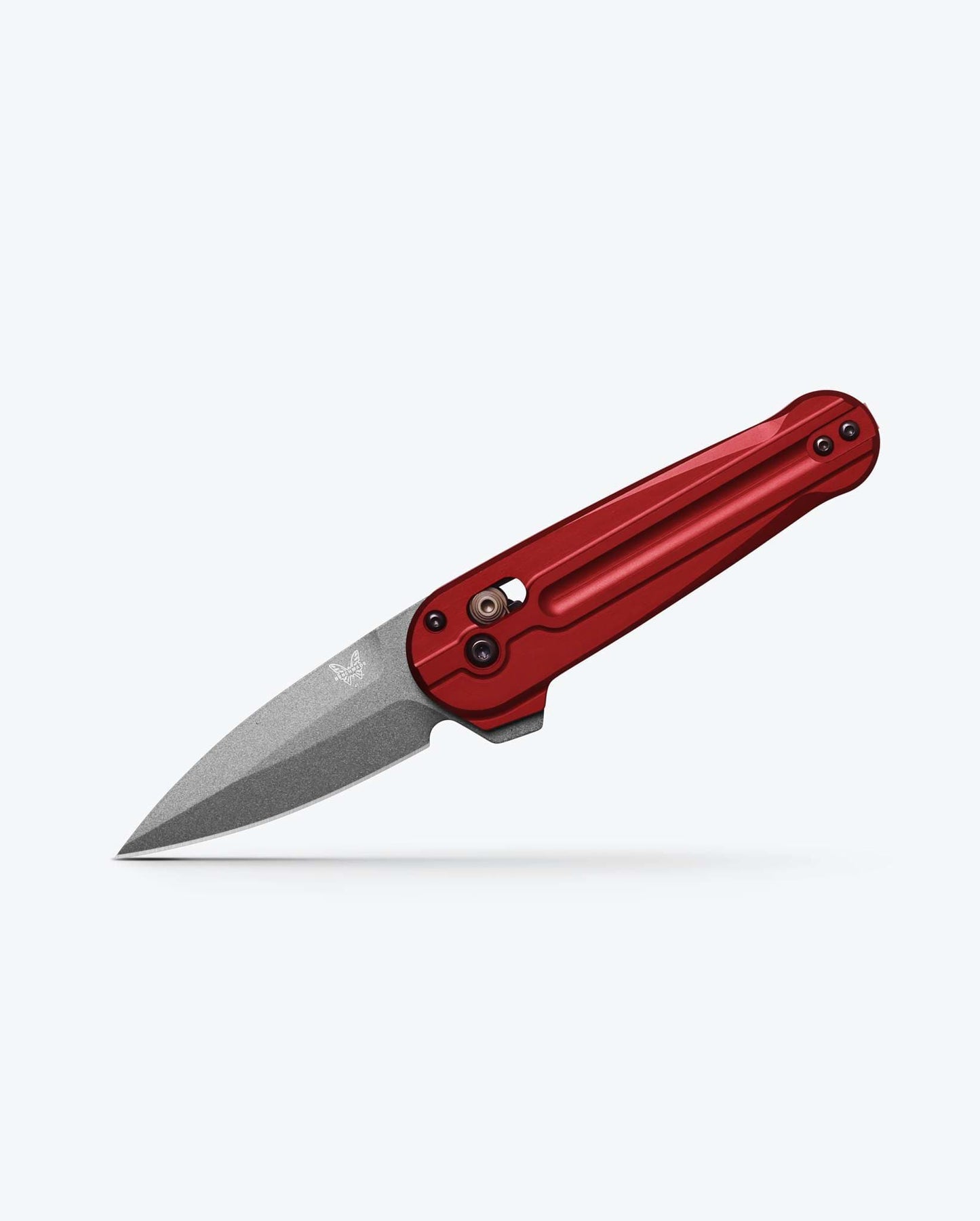 Benchmade Lowden 491GY-01 open position showing M390 gray Cerakote spear point blade