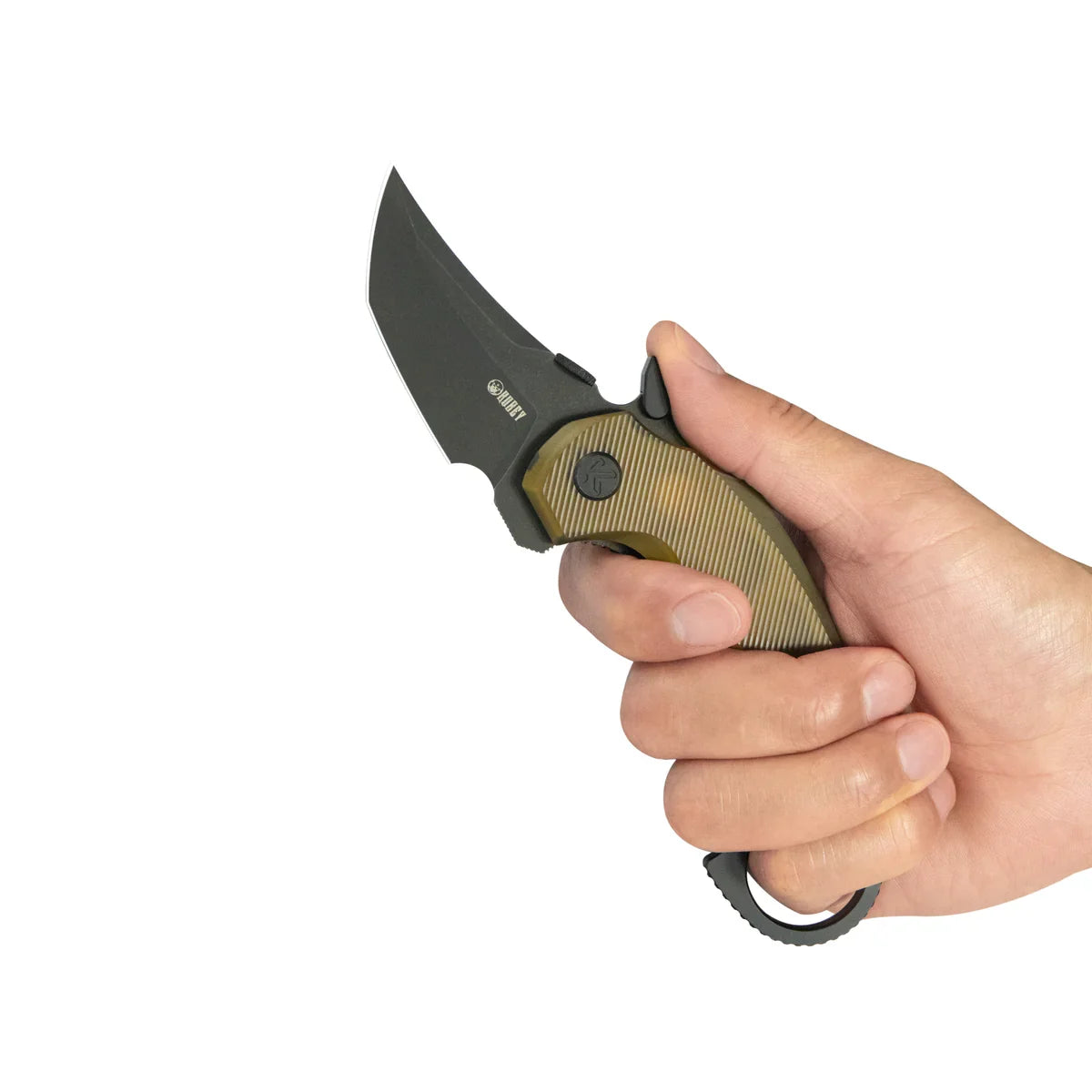 Kubey Jaw Karambit Folding Knife 2.52" 14C28N Blackwash Tanto Blade Ultem Handle KU439E