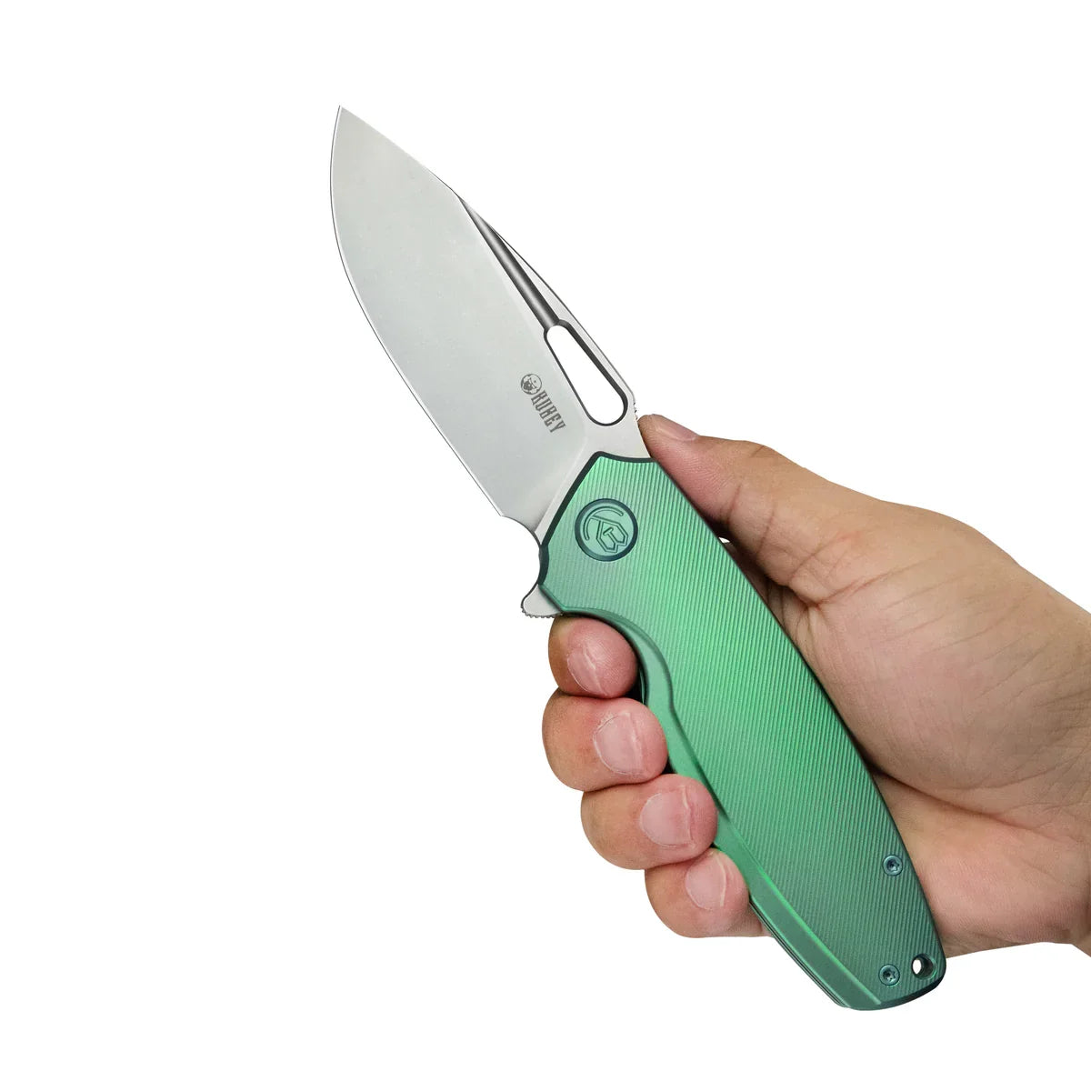 Kubey Knife Tityus 3.39" 14C28N Green Titanium KUB360B