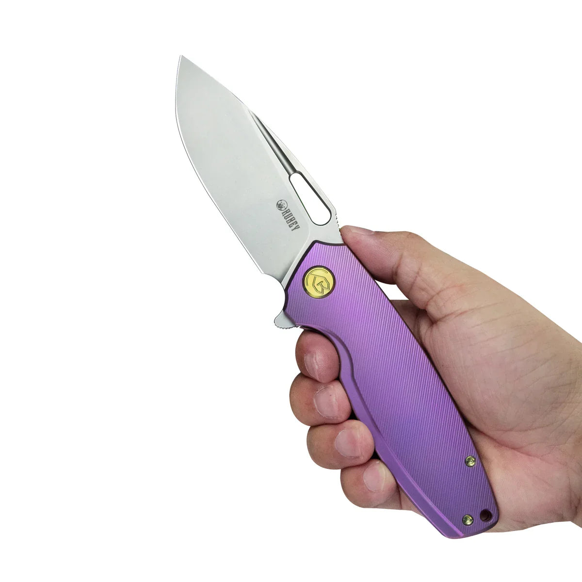 Kubey Knife Tityus 3.39" 14C28N Purple Titanium KUB360C