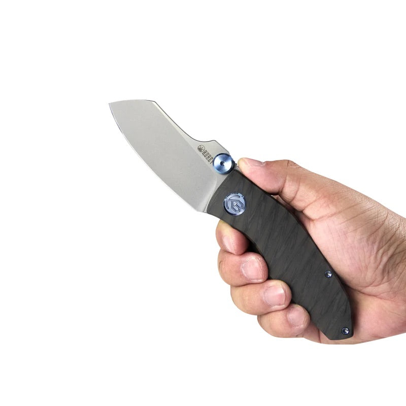 Kubey Monsterdog Frame Lock Titanium Folding Knife 2.95in M390 Steel Blade - KB285D