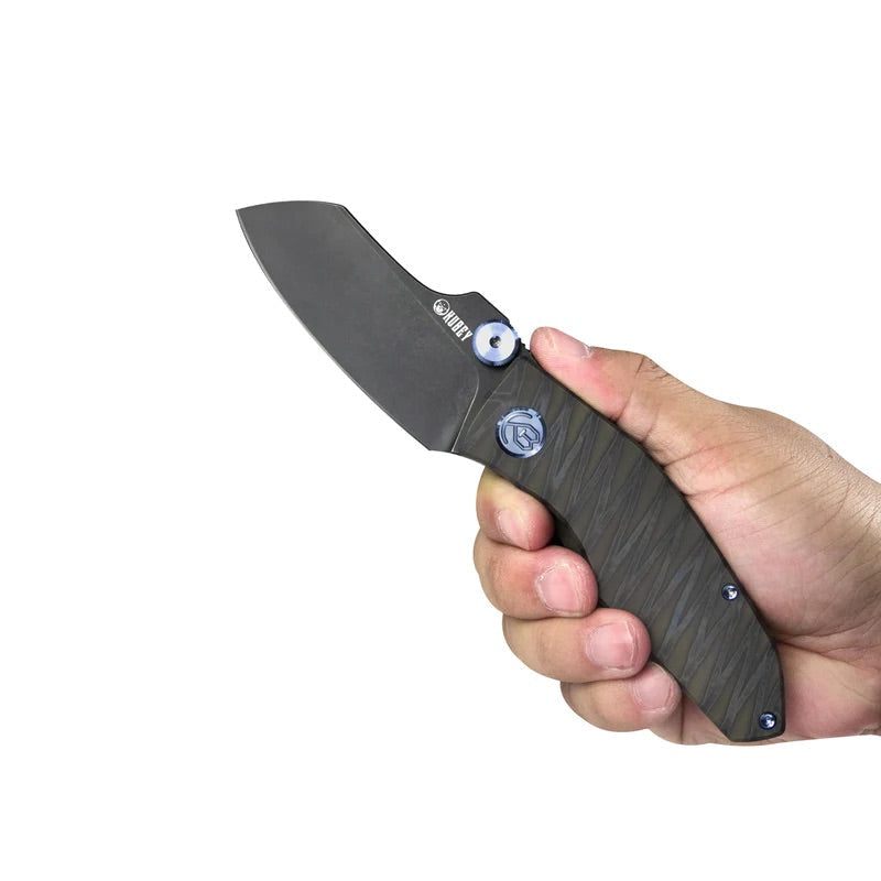 Kubey Monsterdog Frame Lock Titanium Folding Knife 2.95in M390 Steel Blade - KB285E