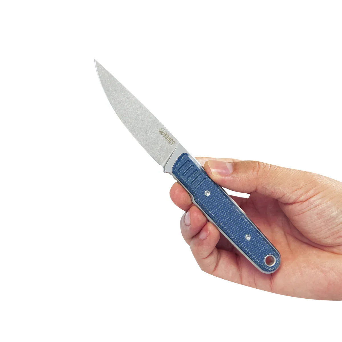 Kubey Knife Drop Point Fixie 3.86" Sandvik 14C28N Blue KUB356B