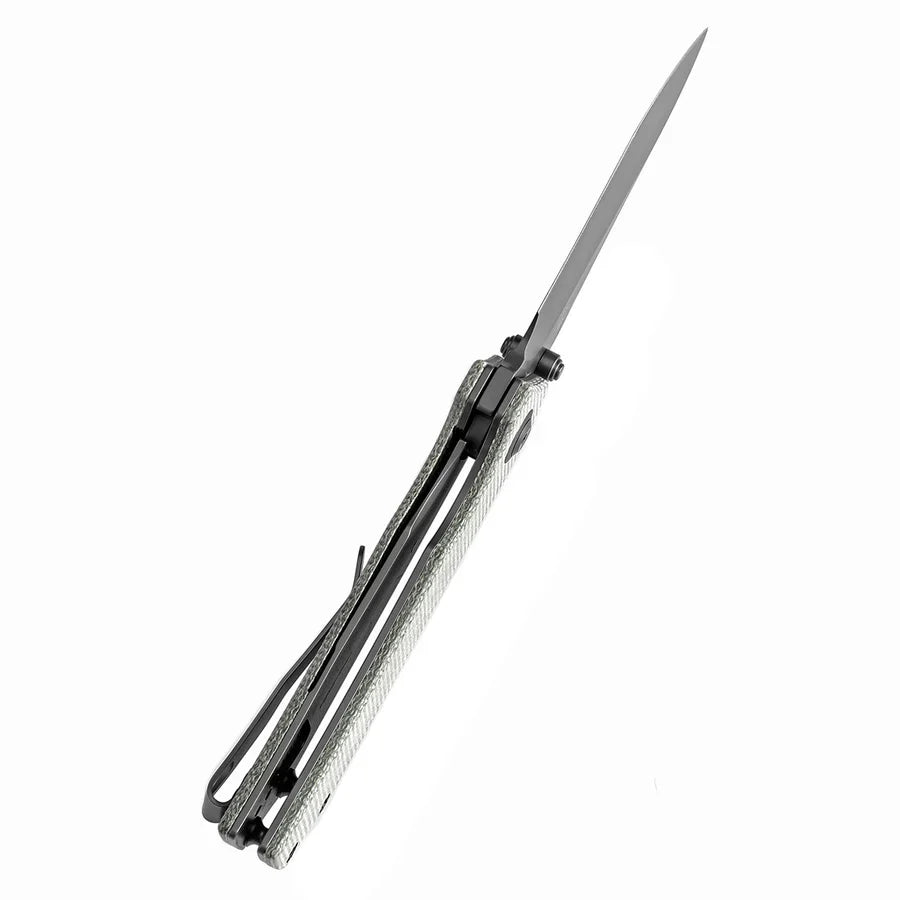 Tenable Fermi T1122A4 – 3.11" Gray TiCN-Coated 14C28N Blade, Green Micarta Handle with Liner Lock