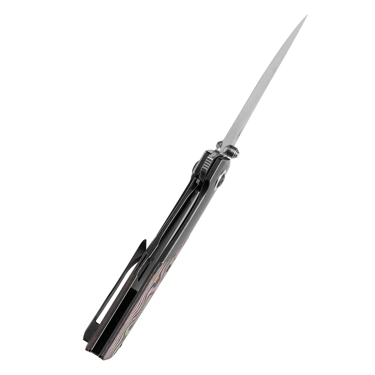 Kansept Deadite 3.52" Satin S35VN Black Stonewashed Titanium+Black/Blue Rose Pattern Carbon Fiber Black and Blue K1081A3