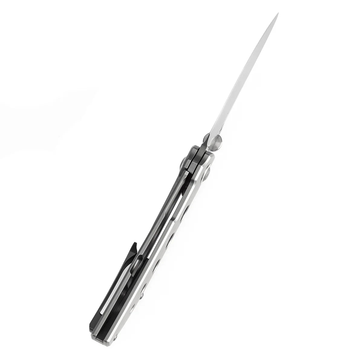 Kansept Tarkin 3.42" Damascus Bead Blasted Titanium with Holes Gray K1078A5