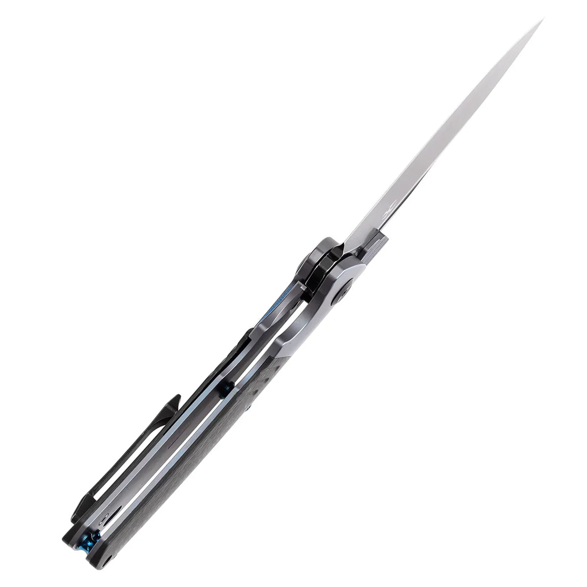 Kansept Hinterland 3.58" CPM S35VN Blue Anodized Titanium + Twill Carbon Fiber Inlay Blue Black K1057A1