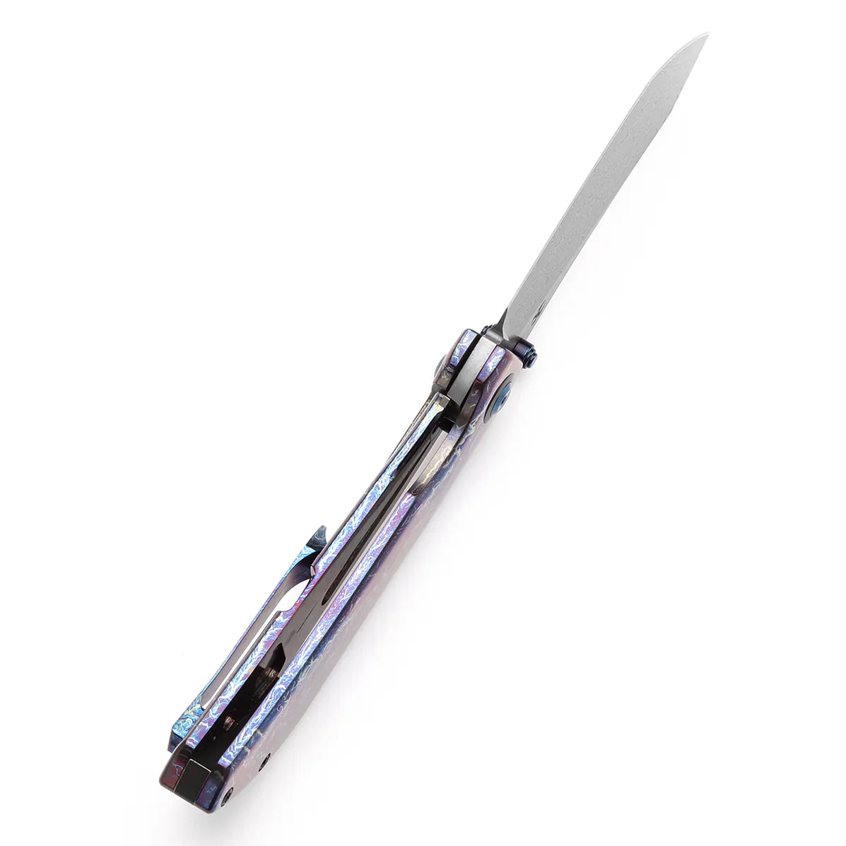 Kansept Tipper 3.38" Damascus Titanium with Lightning Strike Finish Blue Purple K1079A3